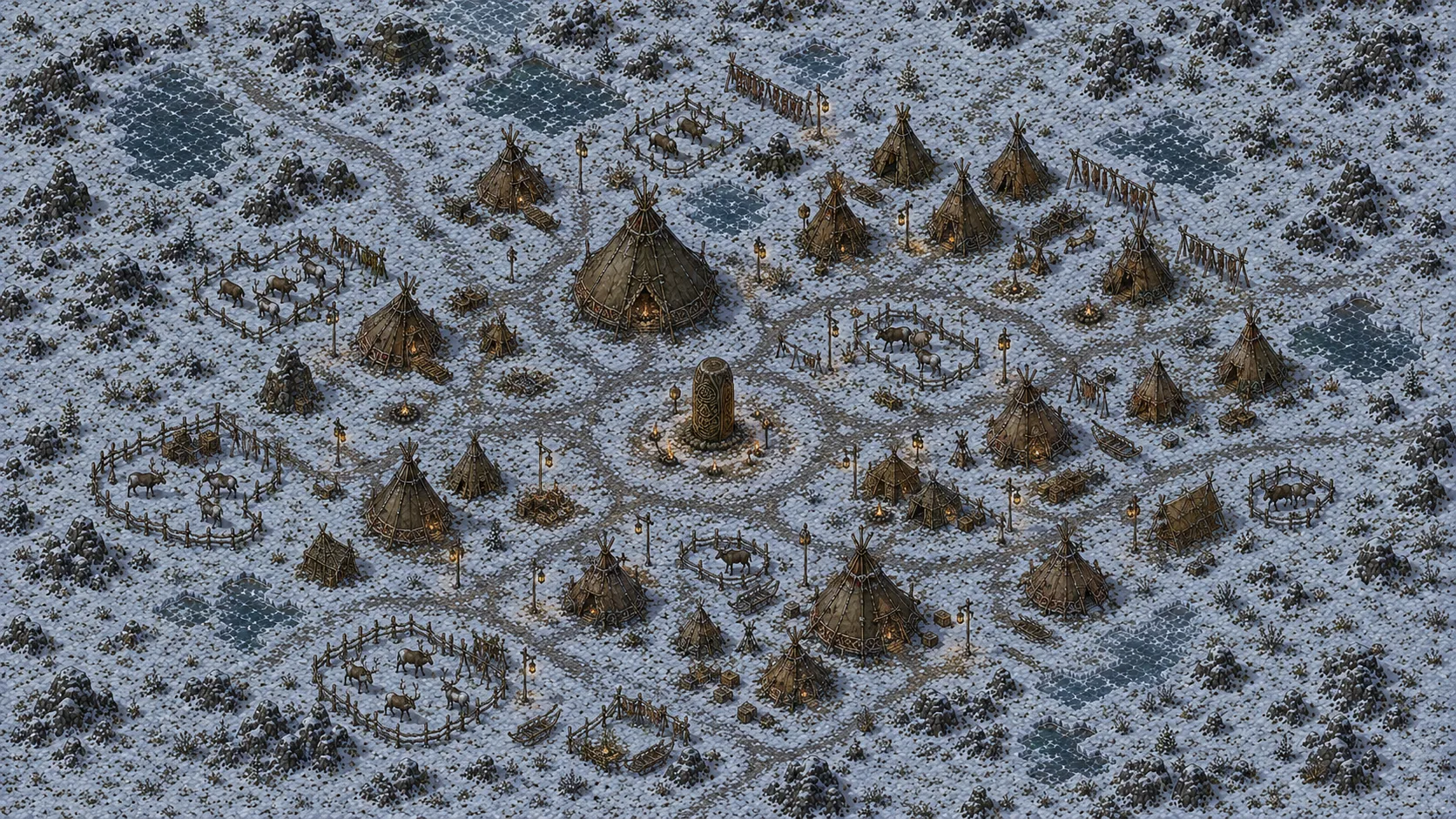 Painted scene: Auroracamp