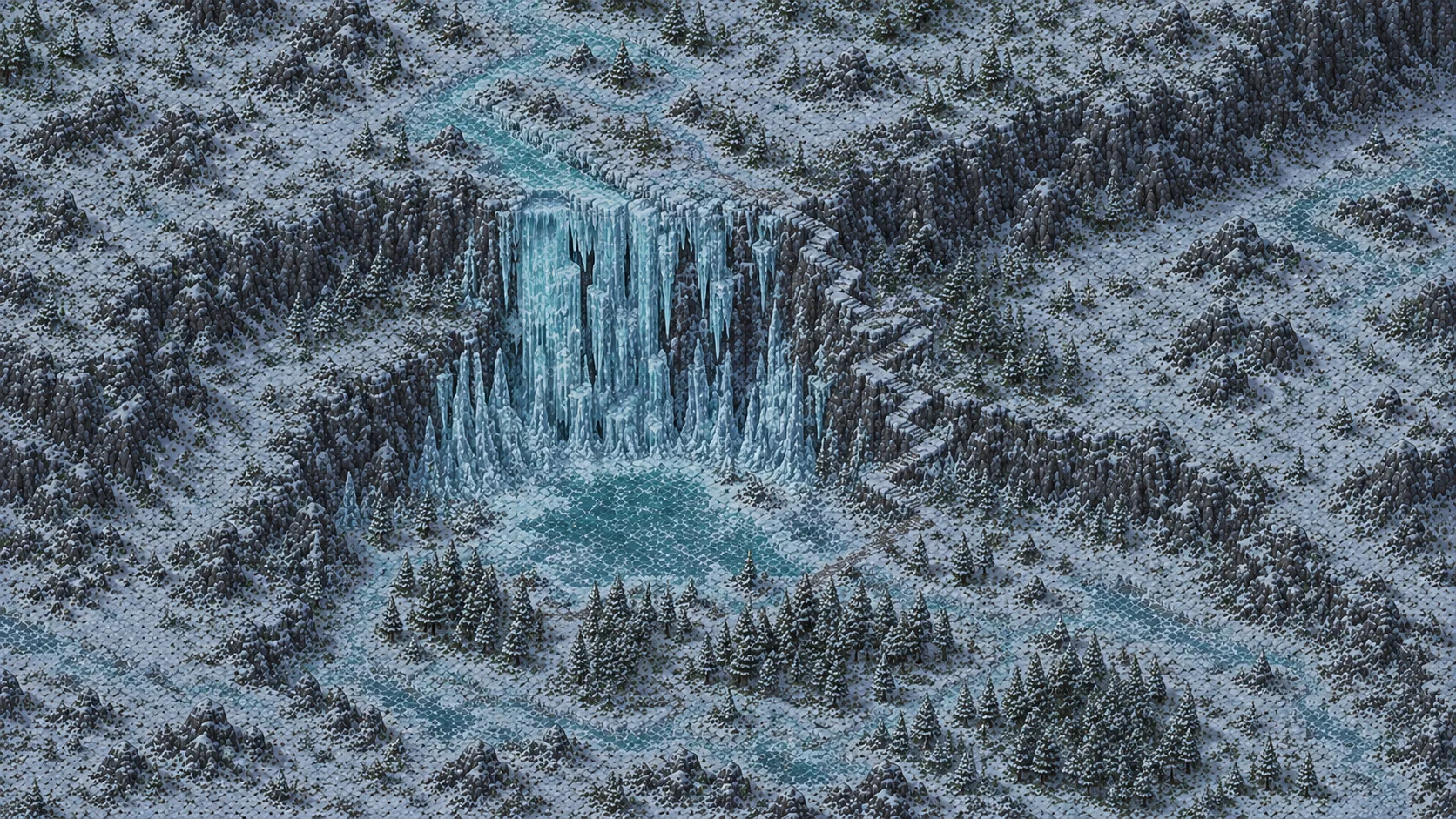 Painted scene: The Frozen Cataract