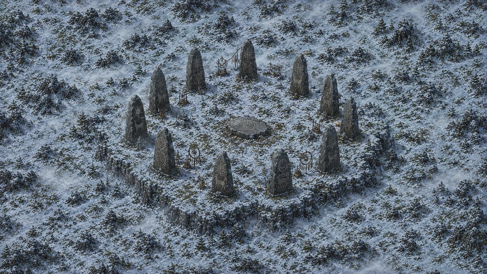 Painted scene: The Drum-Stones